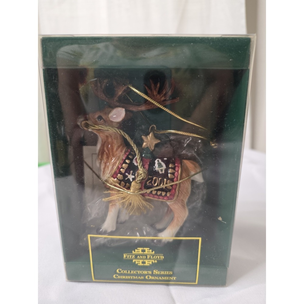 2001 Fitz & Floyd ~Christmas Lodge~ Reindeer Ornament Limited #3346‎ of 20000